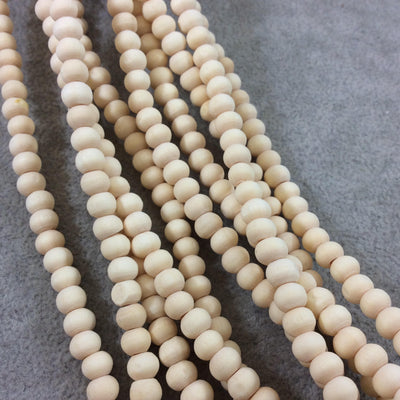 6mm Cream Colored Unfinished/Plain Natural Wooden Rondelle Shaped Beads with 2mm Holes - Sold by 15.5" Strands (Approx. 84 Beads)