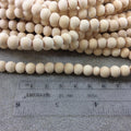 8mm Cream Colored Unfinished/Plain Natural Wooden Rondelle Shaped Beads with 2mm Holes - Sold by 15.75" Strands (Approx. 59 Beads)