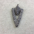 Pave Rhinestone Encrusted Arrowhead/Arrow Shaped Focal Pendant with Gunmetal Plated Bail - Measuring 39mm x 73mm  - Sold Individually