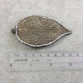 Oxidized Gold Plated Leaf Shaped Inlaid Plated Copper Base Metal Focal Pendant - Measuring 55mm x 82mm  - Sold Individually