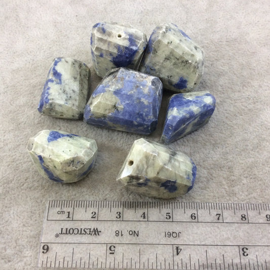 25-35mm Large Faceted Sodalite Nugget Bead - Sold Individually, Randomly Chosen - High Quality Hand-Cut Indian Semi-Precious Gemstone