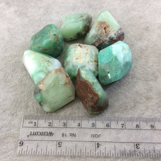 25-35mm Large Faceted Chrysoprase Earthy Nugget Bead - Sold Individually, Randomly Chosen - Quality Hand-Cut Indian Semi-Precious Gemstone