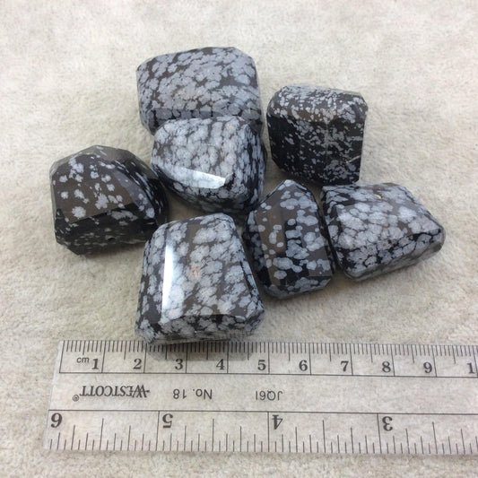 25-35mm Medium Faceted Snowflake Obsidian Nugget Bead - Sold Individually, Randomly Chosen - High Quality HandCut Indian Semi-Precious Stone