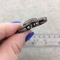 Gunmetal Plated CZ Cubic Zirconia Inlaid Ornate Bow Shaped Copper Slider - Measures 25mm x 35mm, Approx.  - Sold Individually, RANDOM
