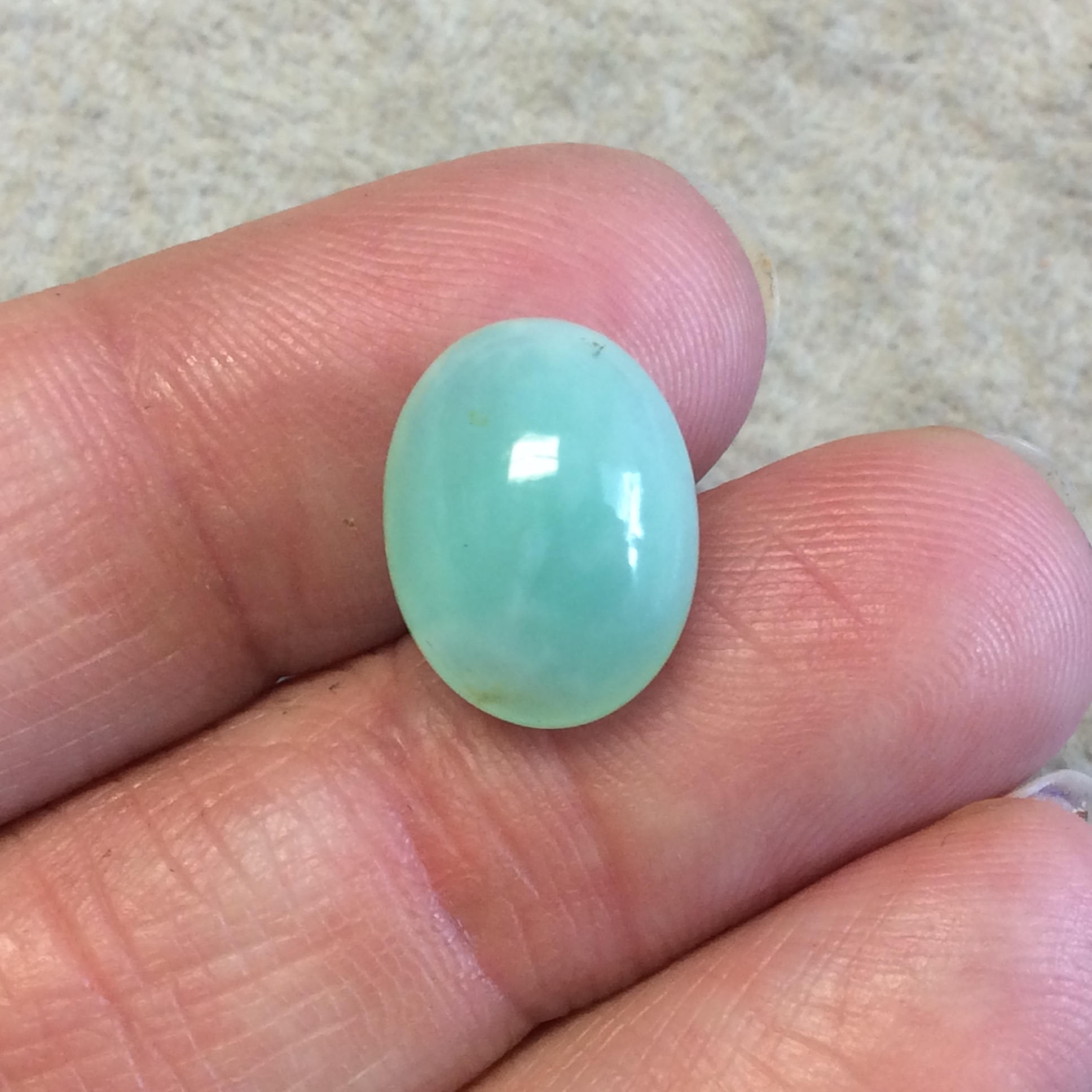 Natural OOAK Small Oval Shape Mint Green Chrysoprase Cabochon "F" - Measuring 11.5mm x 15mm, 7.5mm Dome Height - Semi-Precious Gemstone Cab