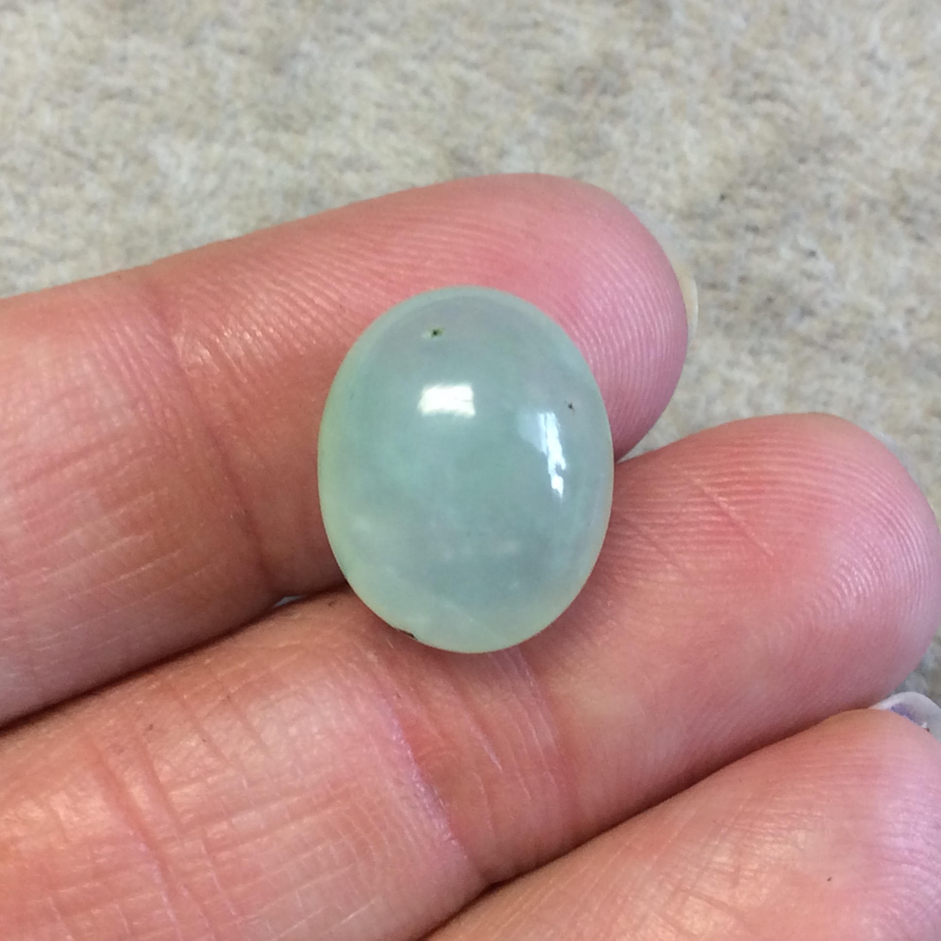Natural OOAK Small Oval Shape Mint Green Chrysoprase Cabochon "I" - Measuring 13mm x 17mm, 8.5mm Dome Height - Semi-Precious Gemstone Cab