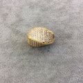 Gold Plated CZ Cubic Zirconia Inlaid Twisted Barrel Bead  - Measures 13mmx20mm, Approx. - Sold Individually, RANDOM