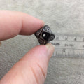 Gunmetal Plated CZ Cubic Zirconia Inlaid Twisted Barrel Bead  - Measures 13mmx20mm, Approx. - Sold Individually, RANDOM