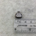 Gunmetal Plated CZ Cubic Zirconia Inlaid Purse Shaped Bead  - Measures 12mmx12mm, Approx. - Sold Individually, RANDOM