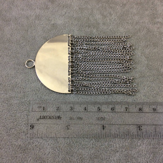 2" Silver Plated Copper Jellyfish Shaped Pendant with Gold Plated Chains - Measuring 52mm x 31mm, 45mm Long Chains