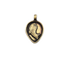 1" Oxidized Gold Plated Rustic Cast Fish Icon Copper Inverted Teardrop Pendant with Attached Ring  - 19mmx  24mm, Approximately