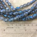 10mm x 14mm Matte Stripe Faceted Trans. AB Dark Denim Blue Glass Crystal Rice/Oval Beads - 12.5" Strands (Approx. 25 Beads) - (CC1014-089)