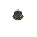 1" Brass Finish Scroll Work Embellished Bell Shaped Pendant with Attached Ring  - Measures ~ 22mm x 22mm - Sold Individually