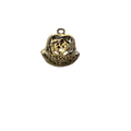 1" Brass Finish Scroll Work Embellished Bell Shaped Pendant with Attached Ring  - Measures ~ 22mm x 22mm - Sold Individually