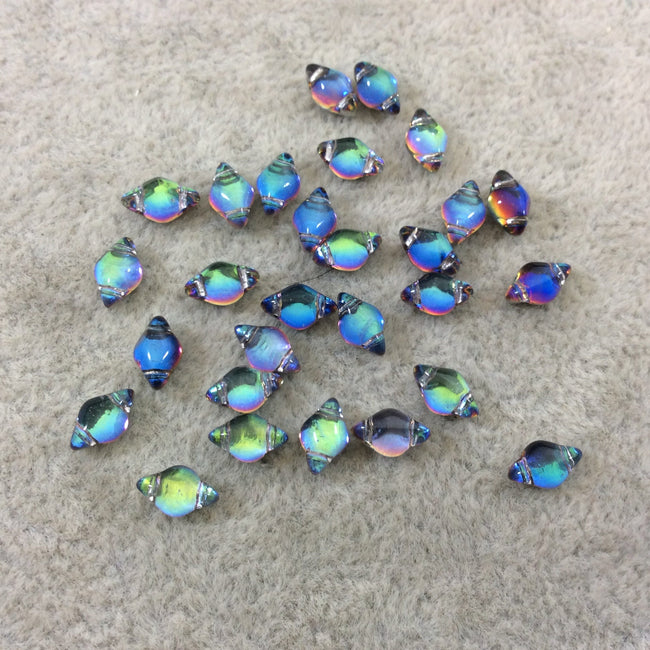 5mm x 8mm Backlit Blue/Green Petroleum Genuine Miyuki Glass GemDuo Diamond Beads - Sold by 8 Gram Tubes (~60 Beads per Tube) - (GD-26601)
