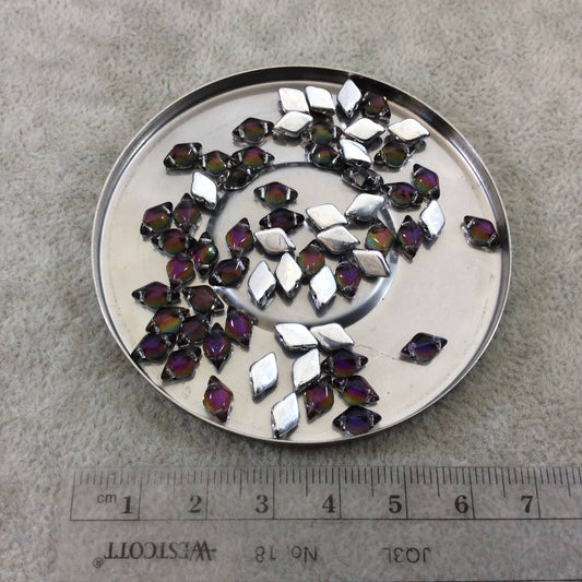 5mm x 8mm Backlit Purple/Yellow Haze Genuine Miyuki Glass GemDuo Diamond Beads - Sold by 8 Gram Tubes (~60 Beads per Tube) - (GD-29532)