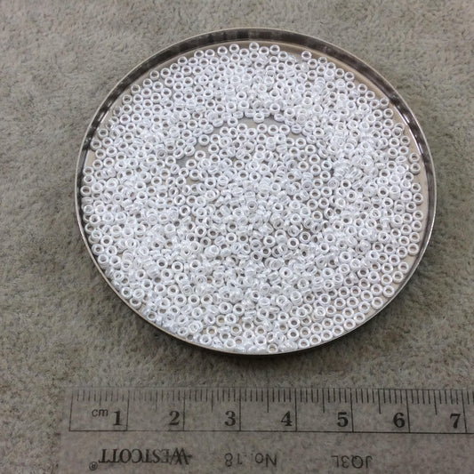 1mm x 2mm Glossy White Luster Genuine Miyuki Glass Seed Spacer Beads - Sold by 7 Gram Tubes (Approx 770 Beads per Tube) - (SPR2-420)