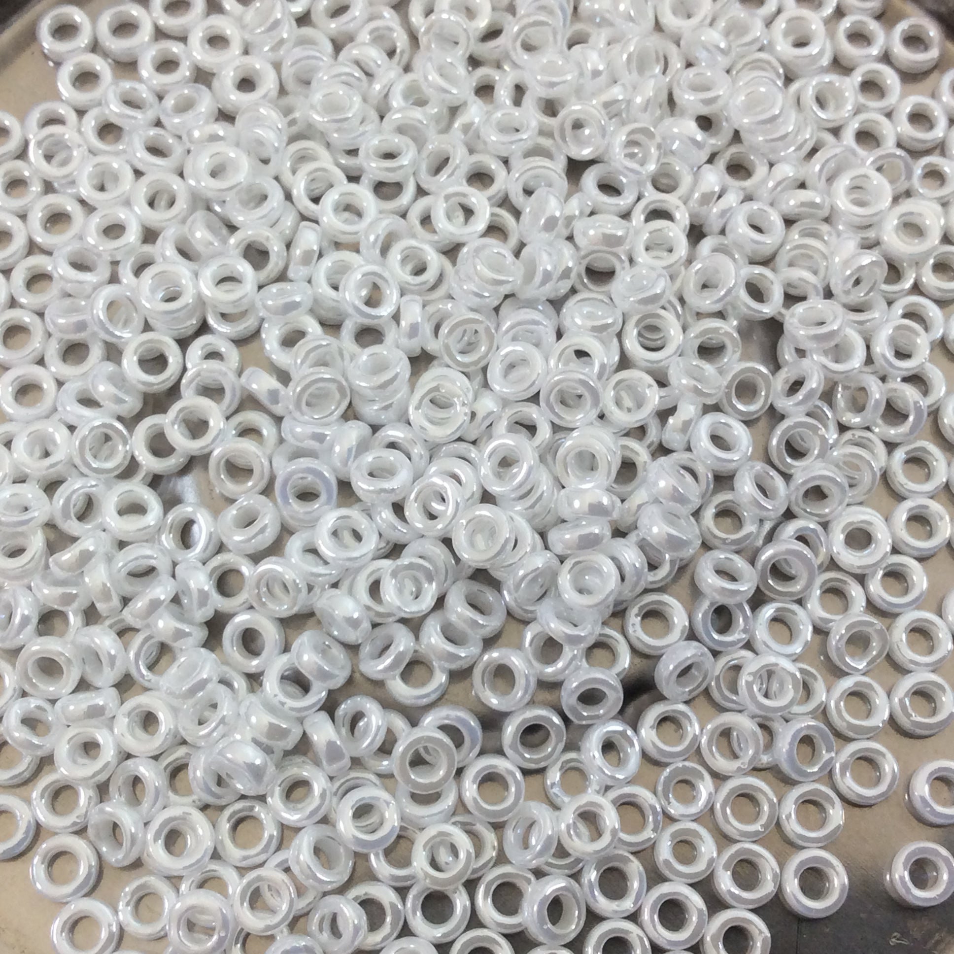 1mm x 3mm Glossy White Luster Genuine Miyuki Glass Seed Spacer Beads - Sold by 8 Gram Tubes (Approx 520 Beads per Tube) - (SPR3-420)