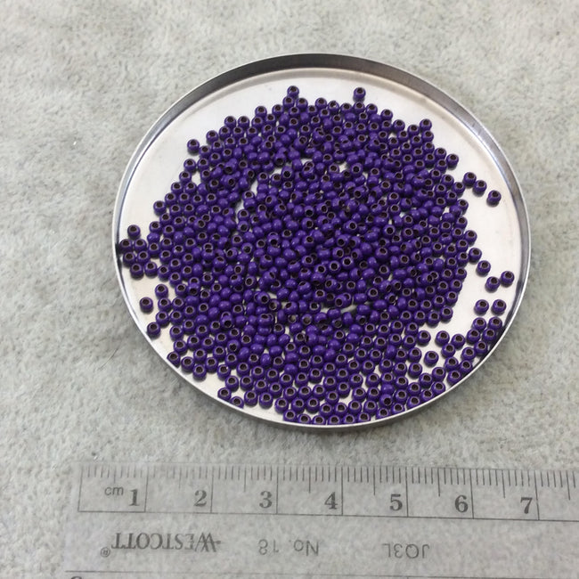 Size 11/0 Glossy Finish Purple Coated Brass Seed Beads with 1.1mm Holes - Sold by 2", 13 Gm. Tubes (Approx. 700 Beads per Tube) - (MT11-PRP)