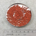 Size 11/0 Glossy Finish Orange Coated Brass Seed Beads with 1.1mm Holes - Sold by 2", 13 Gram Tubes (~700 Beads per Tube) - (MT11-ORN)