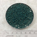 Size 8/0 Glossy Finish Dark Green Coated Brass Seed Beads with 1.1mm Holes - Sold by 5", 36 Gram Tubes (~900 Beads per Tube) - (MT8-DKGRN)