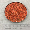 Size 8/0 Glossy Finish Orange Coated Brass Seed Beads with 1.1mm Holes - Sold by 5", 36 Gram Tubes (~900 Beads per Tube) - (MT8-ORN)