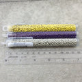 Size 8/0 Glossy Finish Orange Coated Brass Seed Beads with 1.1mm Holes - Sold by 5", 36 Gram Tubes (~900 Beads per Tube) - (MT8-ORN)