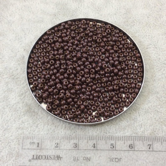 Size 8/0 Glossy Finish Dark Brown Coated Brass Seed Beads with 1.1mm Holes - Sold by 5", 36 Gram Tubes (~900 Beads per Tube) - (MT8-DKBRN)