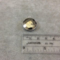Sterling Silver Faceted Round/Coin Shaped Natural Pyrite Bezel Pendant Component - Measuring 18mm - Sold Individually, Random