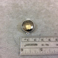 Sterling Silver Faceted Round/Coin Shaped Natural Pyrite Bezel Connector Component - Measuring 18mm - Sold Individually, Random