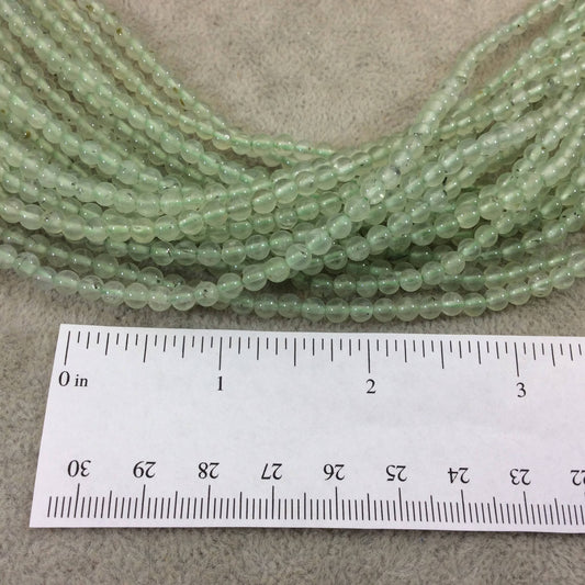 4mm Smooth Natural Prehnite Round/Ball Shaped Beads with .8mm Holes - Sold by 15.75" Strands (Approx. 95 Beads) - High Quality Gemstone
