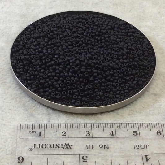 Size 11/0 Matte Finish Black Genuine Miyuki Glass Seed Beads - Sold by 23 Gram Tubes (~ 2500 Beads / Tube) - (11-9401F)