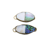 1" Iridescent White/Gray Natural Bi-Color Abalone Shell Octagon shaped Gold Plated Bezel Connector - 16mm x 28mm, Approx.