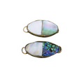 1" Iridescent White/ Rainbow Natural Bi-Color Abalone Shell Octagon shaped Gold Plated Bezel Connector - 16mm x 28mm, Approx.