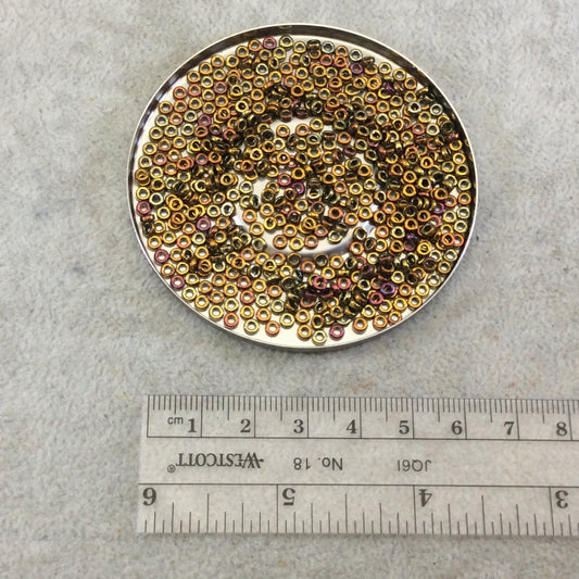1mm x 3mm Glossy Gold Violet Metallic Genuine Miyuki Glass Seed Spacer Beads - Sold by 8 Gram Tubes (~ 520 Beads per Tube) - (SPR3-462)