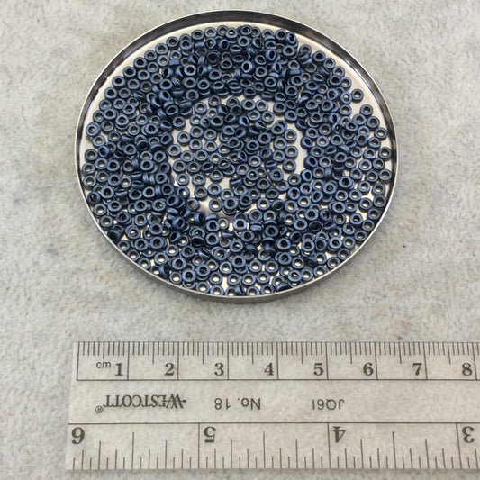 1mm x 3mm Matte Blue Grey Genuine Miyuki Glass Seed Spacer Beads - Sold by 8 Gram Tubes (Approx. 520 Beads per Tube) - (SPR3-2001)