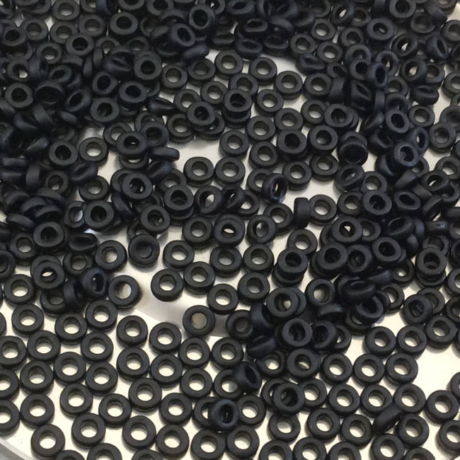 1mm x 3mm Matte Black Genuine Miyuki Glass Seed Spacer Beads - Sold by 8 Gram Tubes (Approx. 520 Beads per Tube) - (SPR3-401F)