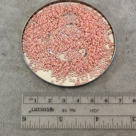 1mm x 2mm Semi-Matte Opaque Salmon Genuine Miyuki Glass Seed Spacer Beads - Sold by 100 Gram Bag (SPR2-596-bg)