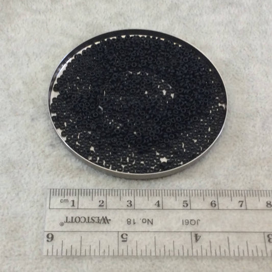 1mm x 2mm Matte Black Genuine Miyuki Glass Seed Spacer Beads - Sold by 7 Gram Tubes (~ 770 Beads per Tube) - (SPR2-401F)