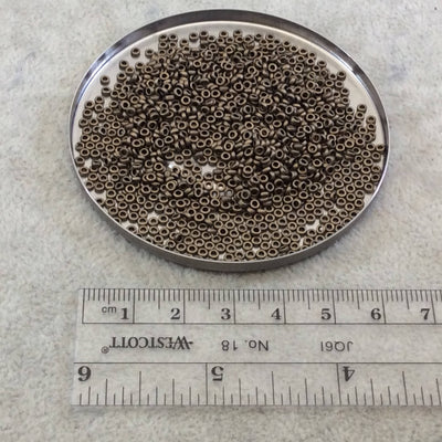 1mm x 2mm Glossy Metallic Dark Bronze Genuine Miyuki Glass Seed Spacer Beads - Sold by 7 Gram Tubes (~ 770 Beads per Tube) - (SPR2-2006)