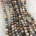 6mm Glossy Finish Natural Gray Polychrome Jasper Round/Ball Shaped Beads with 1mm Holes - Sold by 15.25" Strands (Approx. 69 Beads)