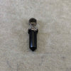 Genuine Pave Diamond Encrusted Gunmetal Plated Sterling Silver and Black Onyx Point Pendant - Measuring 8mm x 25mm, Approx. - 0.38 cts
