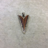 Genuine Pave Diamond Encrusted Gunmetal Plated Sterling Silver and Wood Arrowhead Pendant - Measuring 27mm x 50mm, Approx. - 0.67 cts