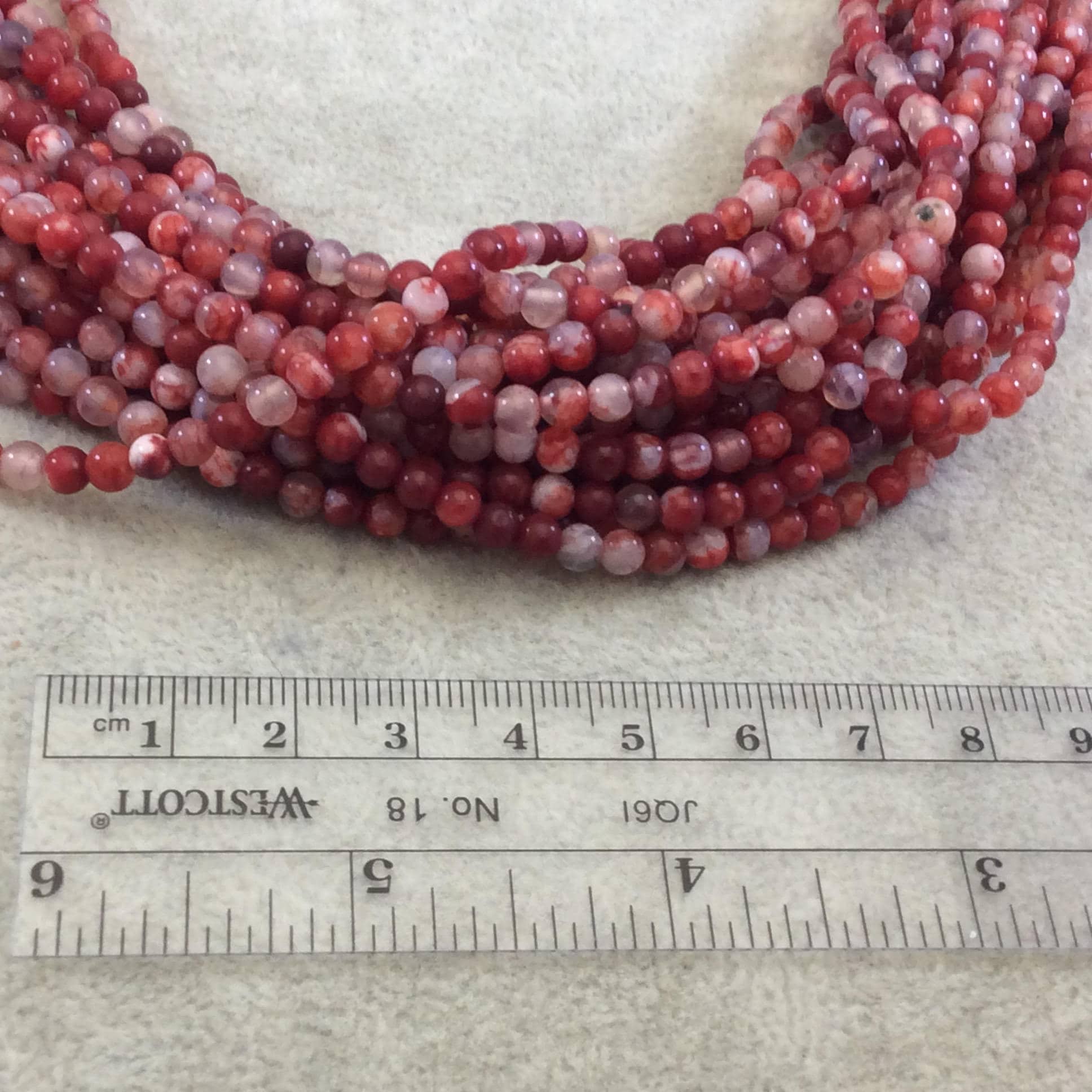 4mm Red Mottled Agate Beads