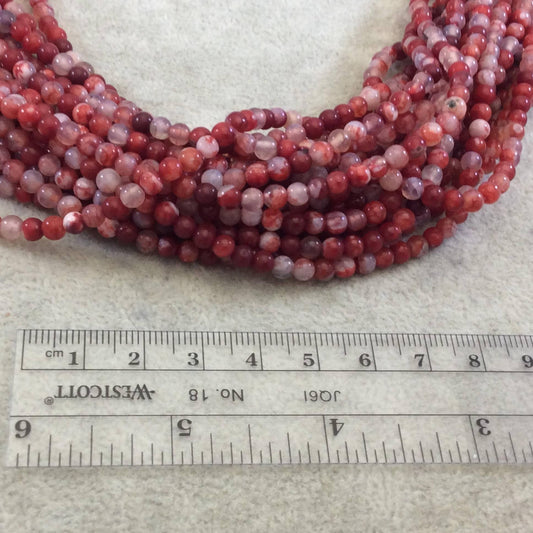 4mm Red Mottled Agate Beads