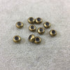 4mm x 8mm Glossy Finish Brass Plated Brass Rondelle Shaped Metal Spacer Beads with 2mm Holes - Loose, Sold in Bags of 10 Pre-Packed Beads
