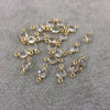 BULK LOT - Pack of Six (6) Gold Vermeil Pointed/Cut Stone Faceted Heart Shaped Clear Natural Quartz  Bezel Connectors  Measures 5mm x 5mm
