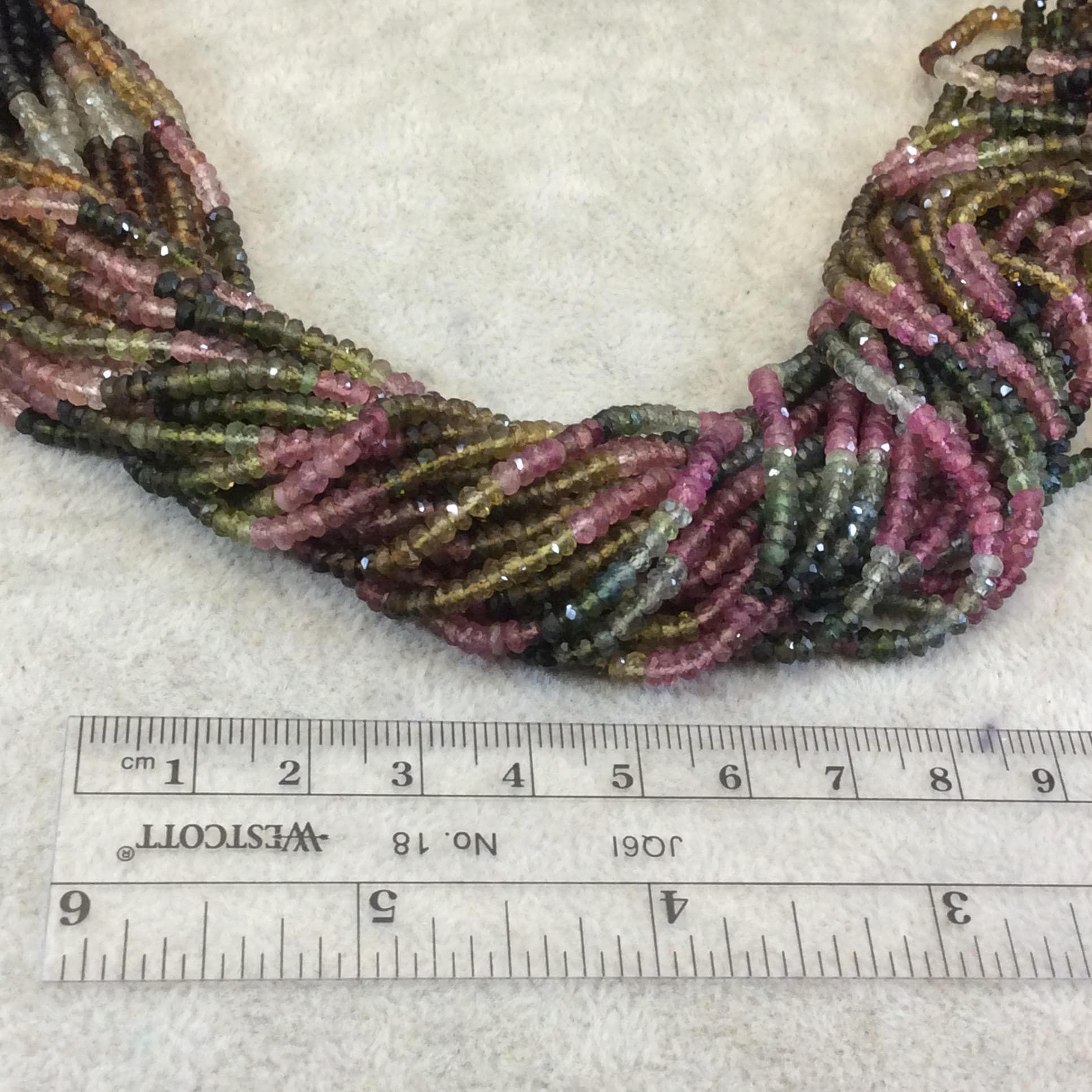 Tourmaline Rondelle Beads - 2mm x 3mm Micro-faceted Beads for Jewelry Making