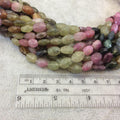 7-8mm x 8-10mm Faceted Watermelon Tourmaline, Oval Shaped Beads with .5mm Holes - Sold by 12.5" Strands (Approx. 35 Beads)