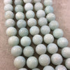 16mm Smooth Round Blue-Green Amazonite Beads - 15" Strand (Approximately 24 Beads) - Natural Semi-Precious Gemstone